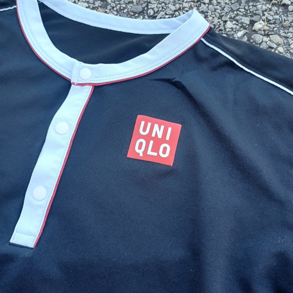 Uniqlo Roger Federer RF 2019 US Open NYC Henley Tennis Polo Shirt DRY-EX - Picture 2 of 8